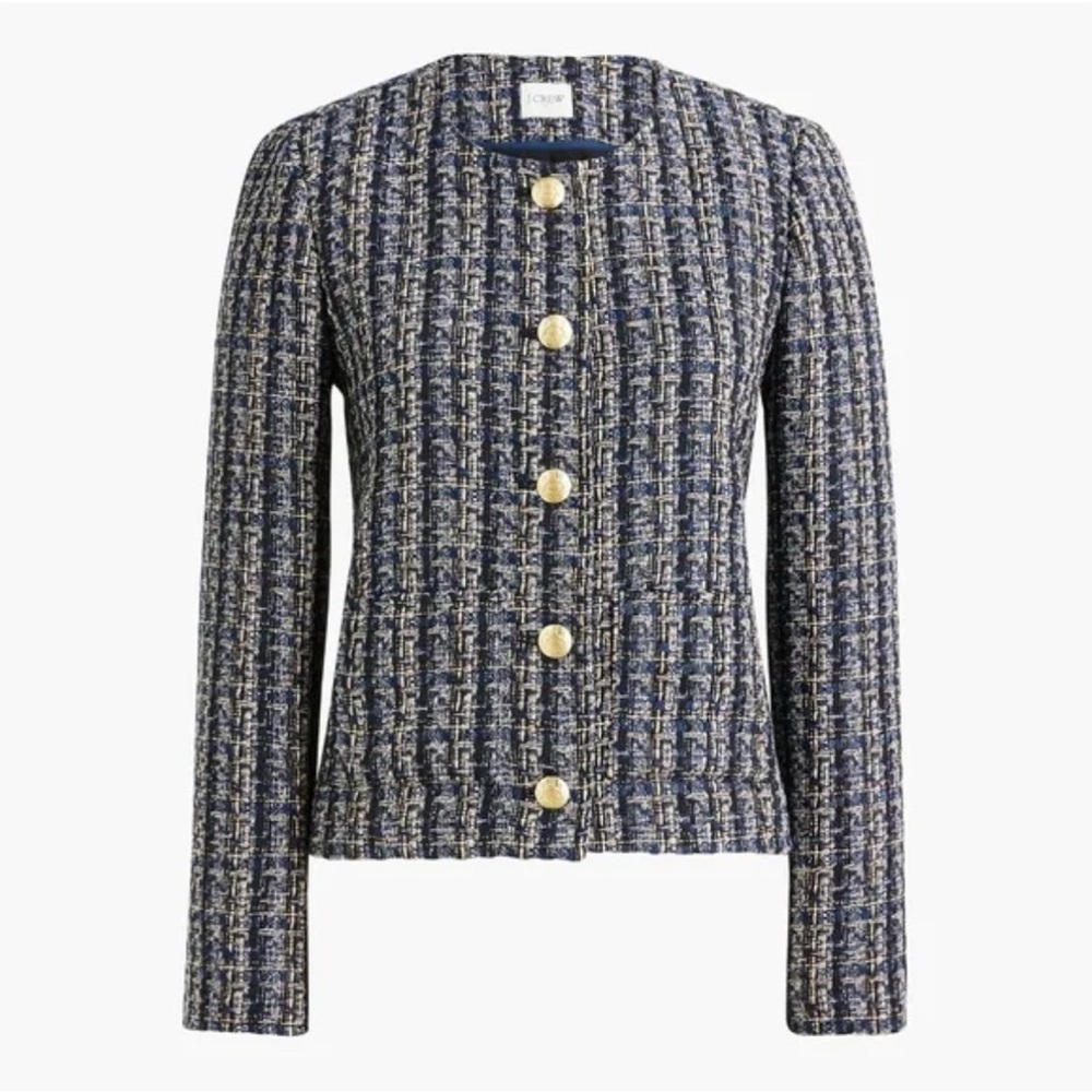 J. Crew Tweed Lady Jacket Blazer Women's 4 Long Sleeve Button Front BS926 NWT